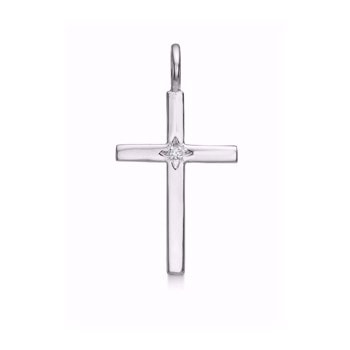 Sølv kors med zirkonia (22x15 mm)-GSD